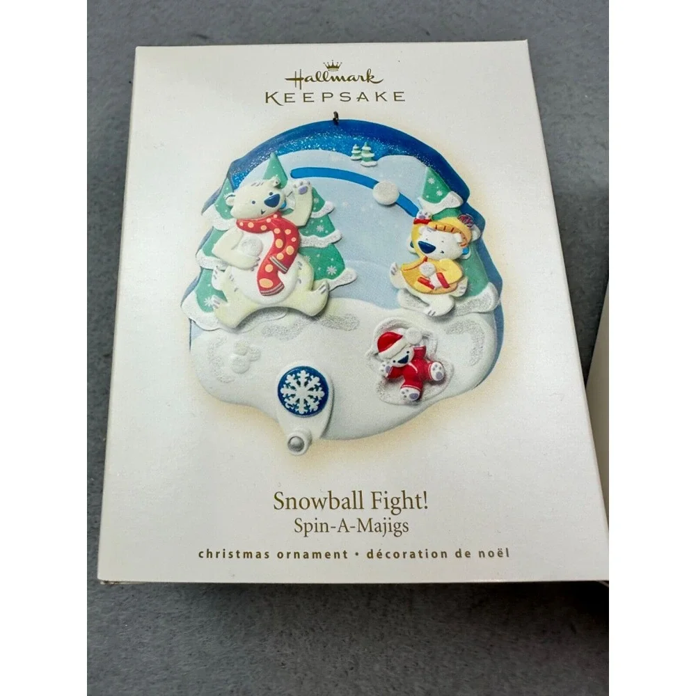 2008 Hallmark Keepsake Ornaments Set of 2‎ Spin-A-Majigs Downhill Fun Snowball